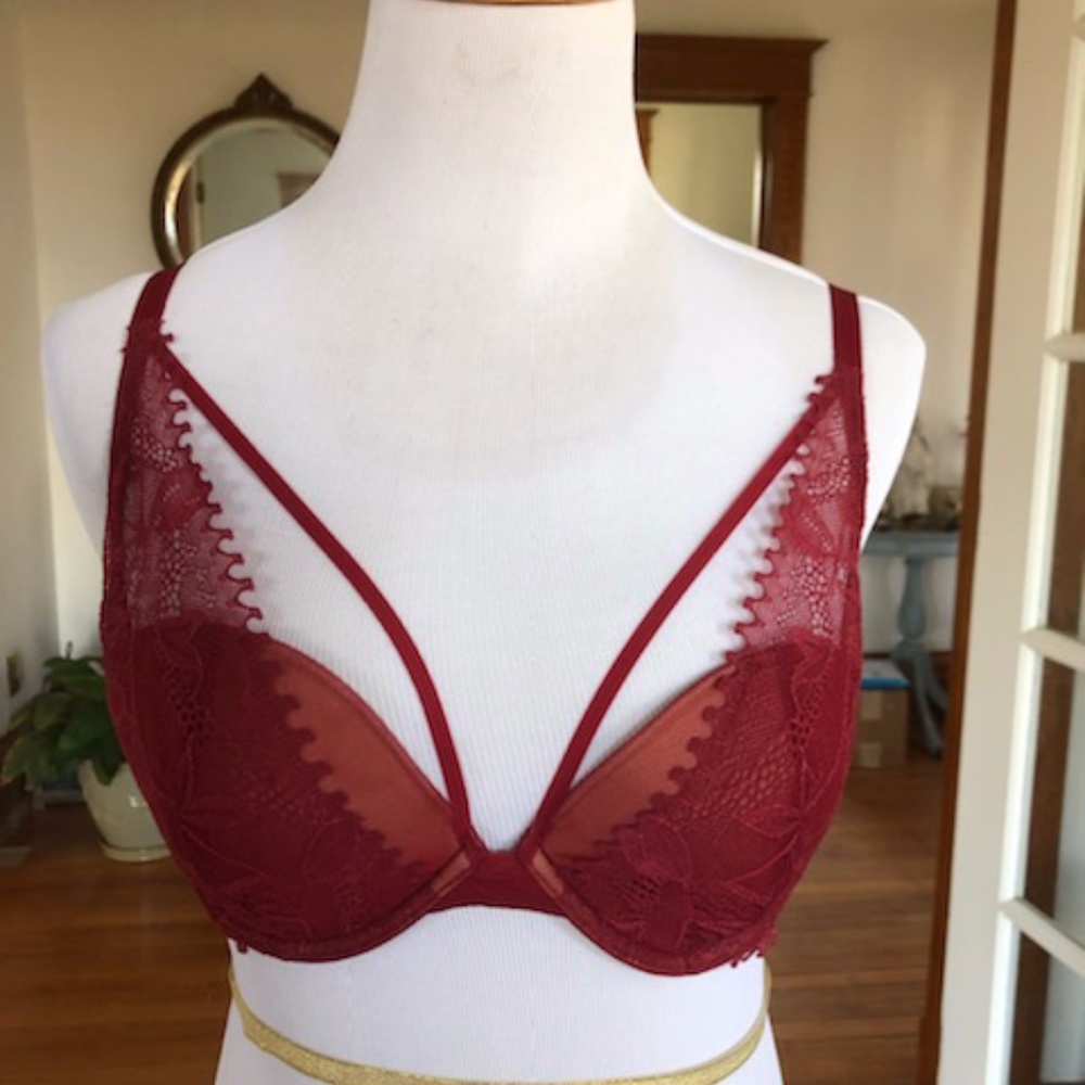 Calvin Klein Plunge Lace Padded Bra 34D NWOT